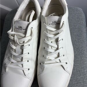 Coach Men's Classic White Leather Low Top Sneakers Size 9.5D C126